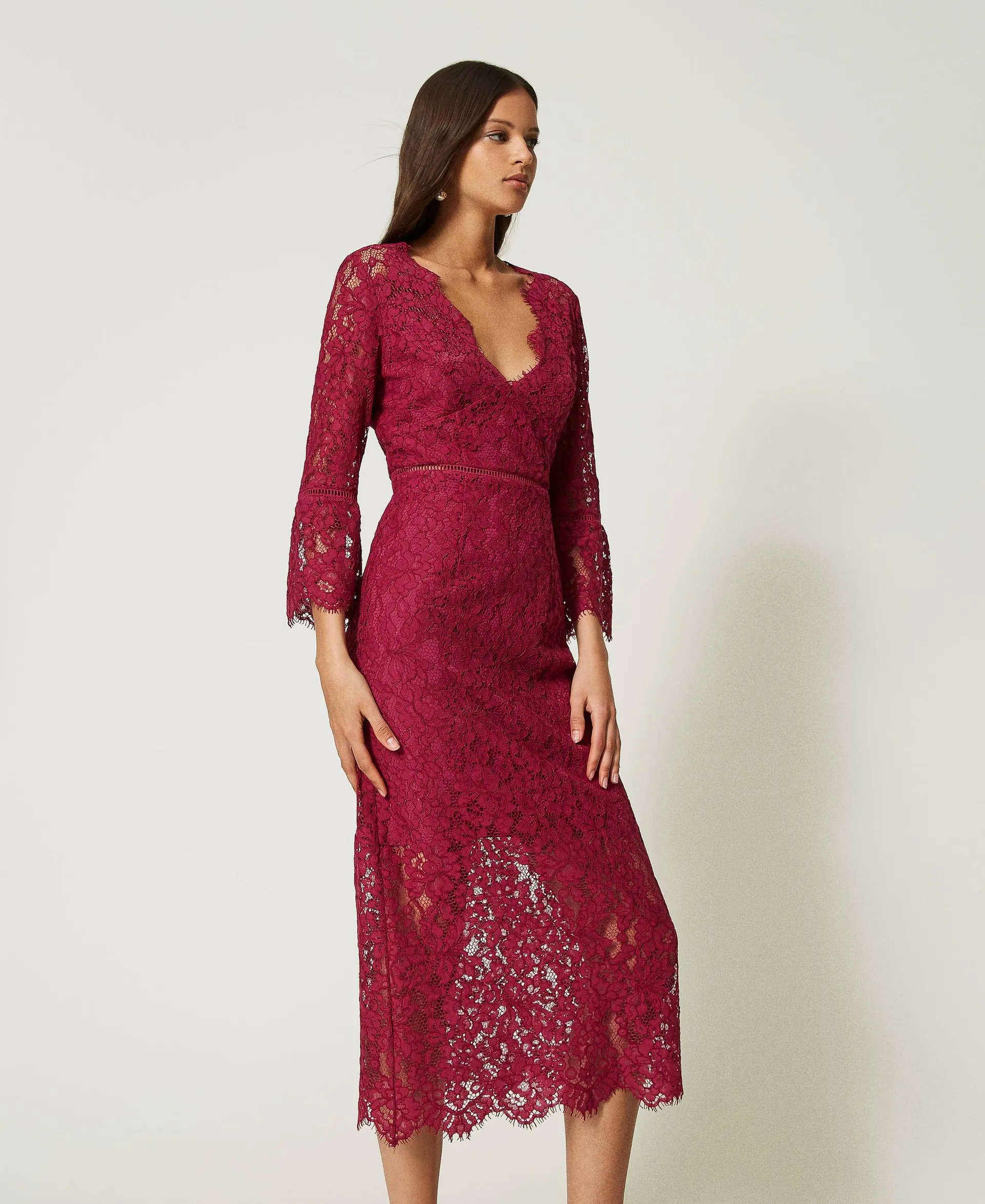 Robe midi en dentelle macramé