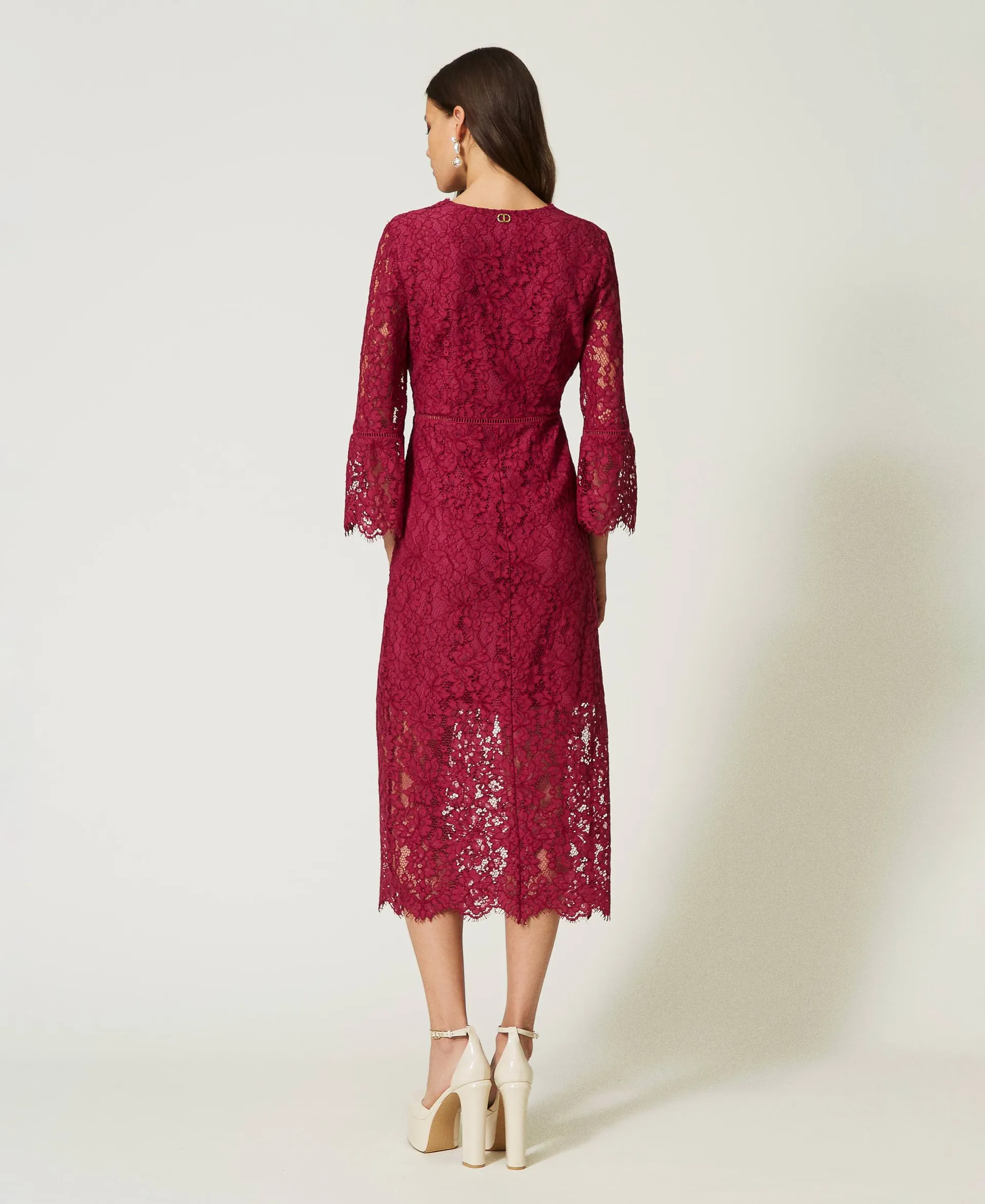 Robe midi en dentelle macramé