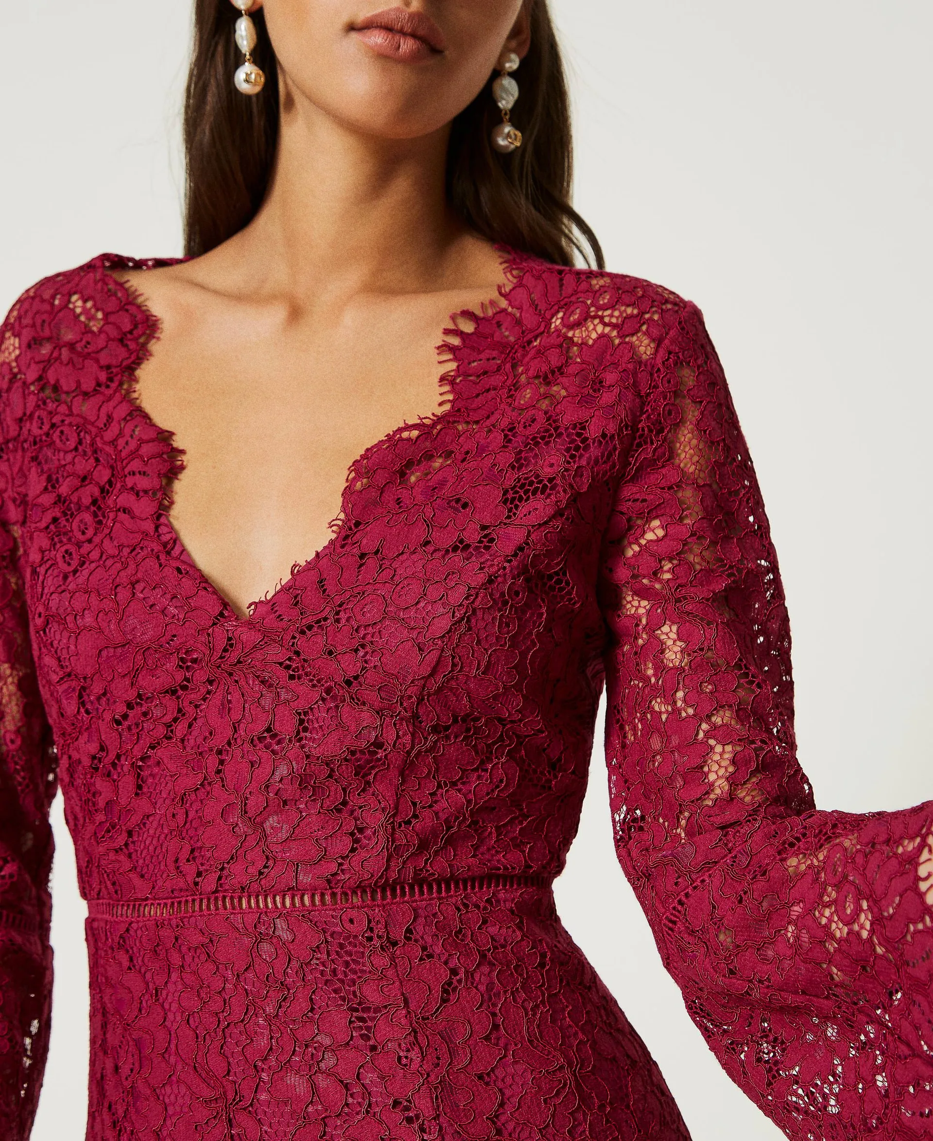 Robe midi en dentelle macramé
