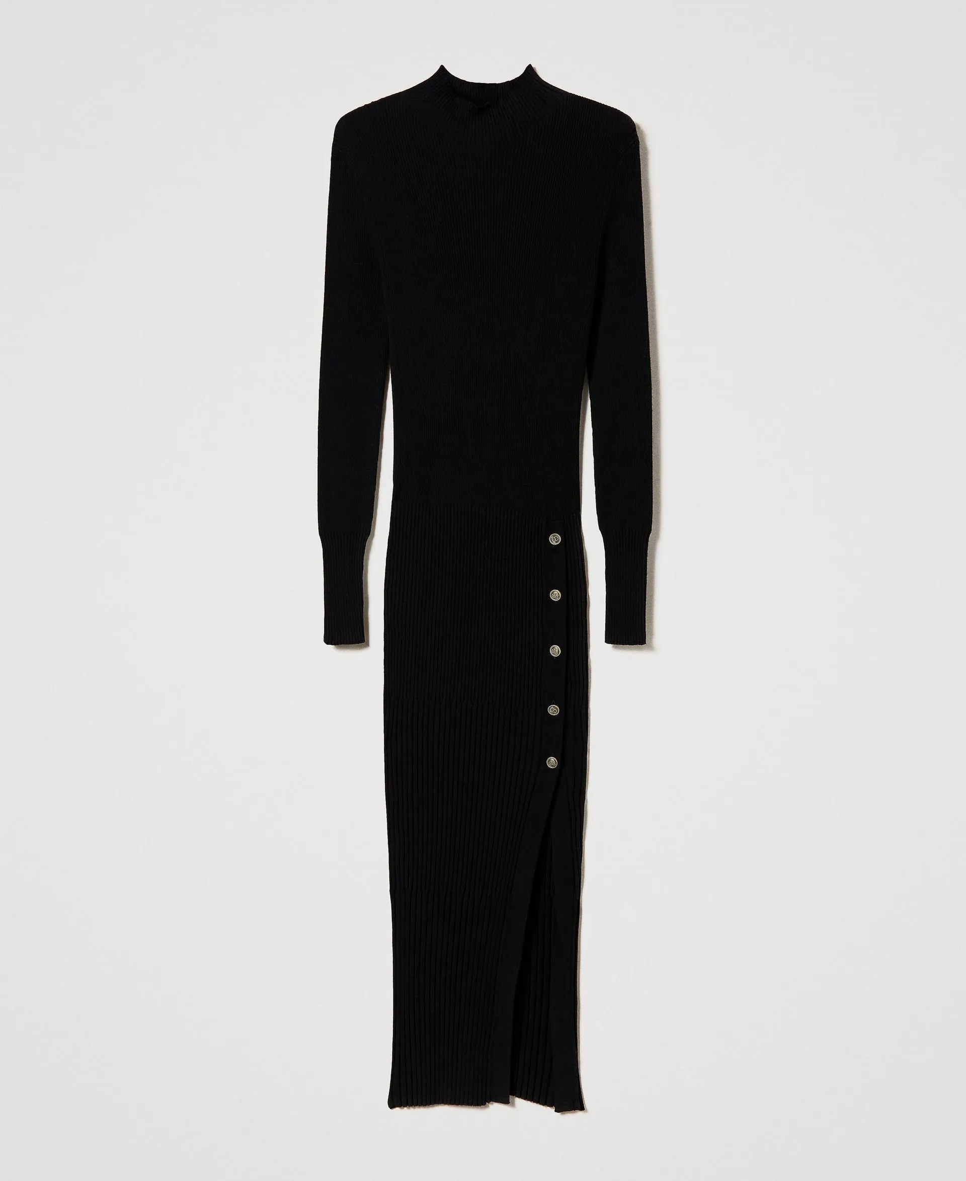 Robe midi en maille côtelée