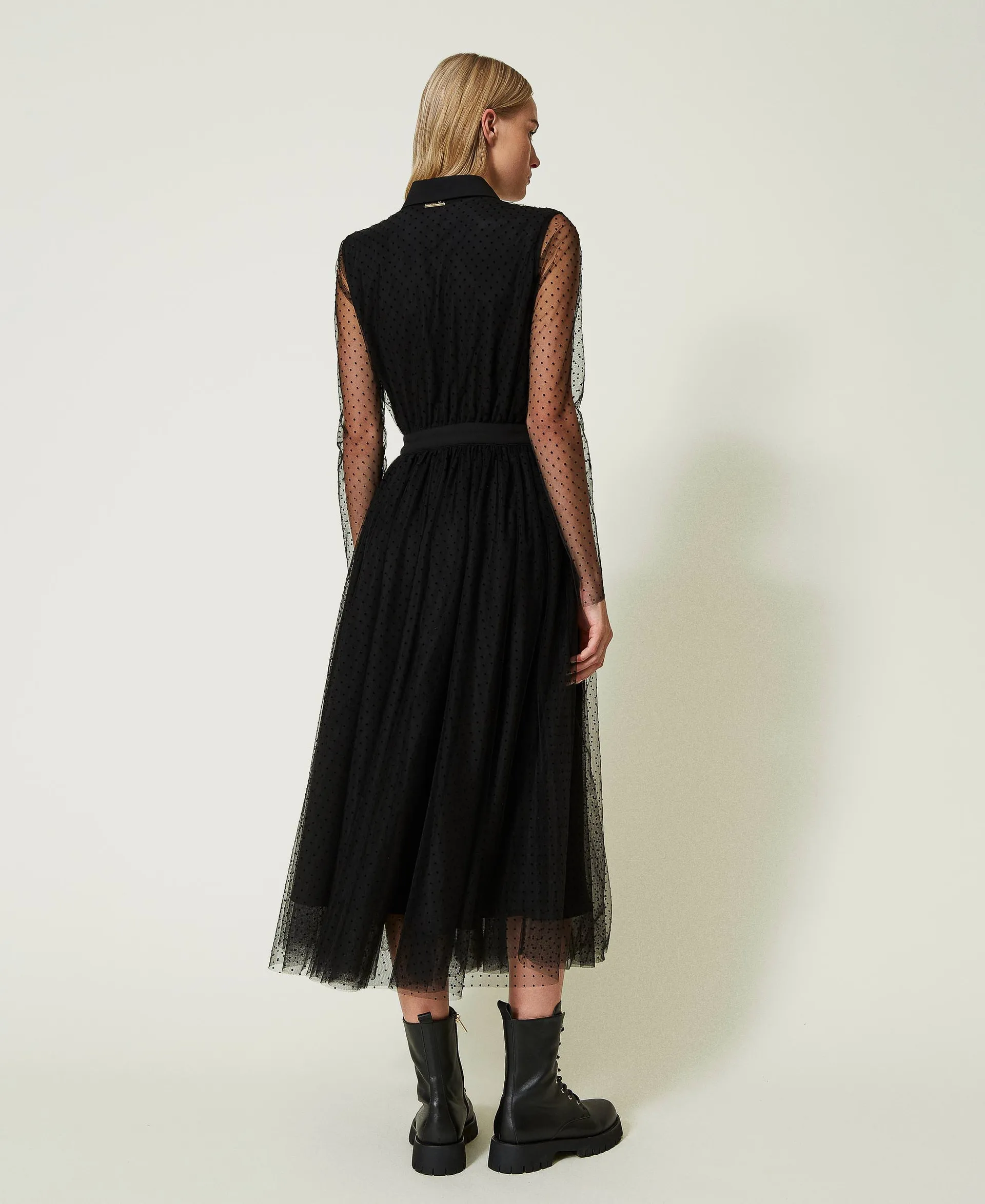 Robe midi en tulle plumetis