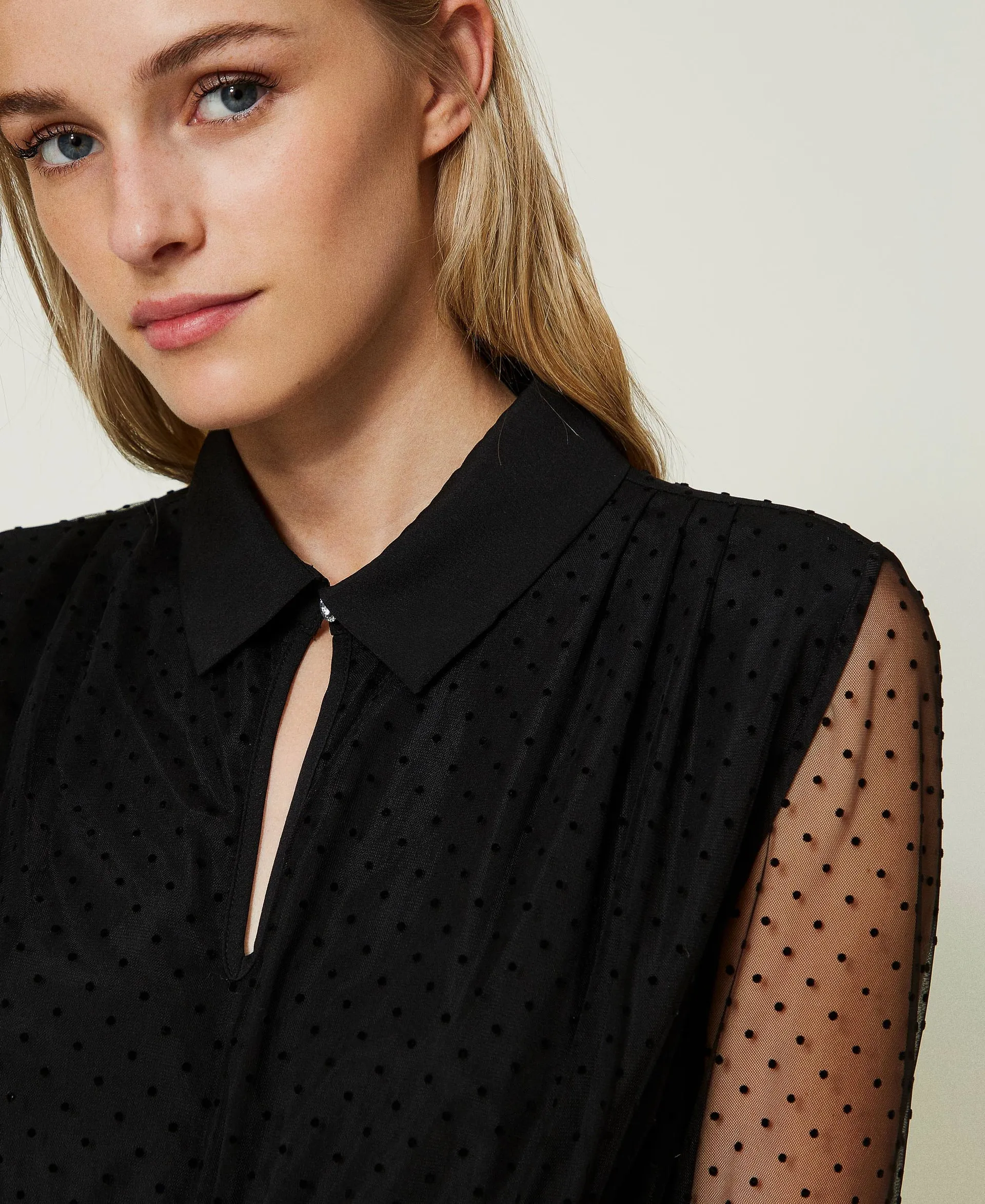 Robe midi en tulle plumetis