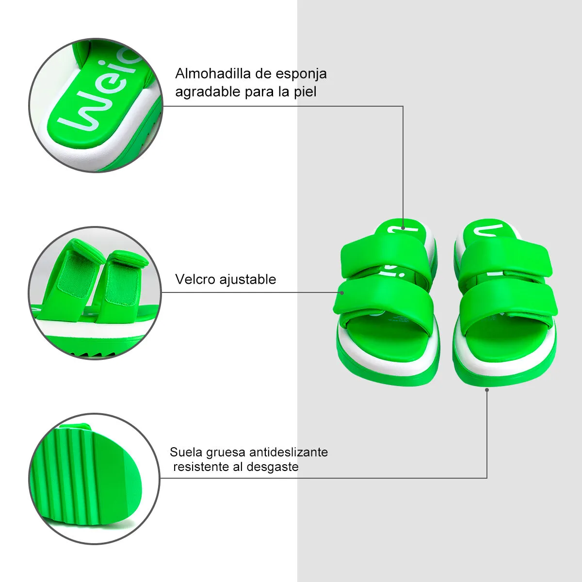 Sandalia Plataforma Verde Casual GH99 Weide