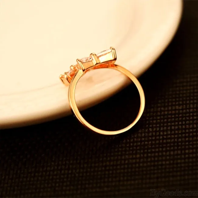 SWEET DOUBLE BOW LADY RING BOWKNOT RHINESTONE OPEN RING