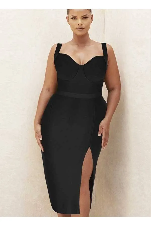 Tallas grandes vestido tela bandage Lujo