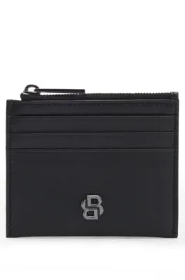 Tarjetero de piel mate con monograma Double B