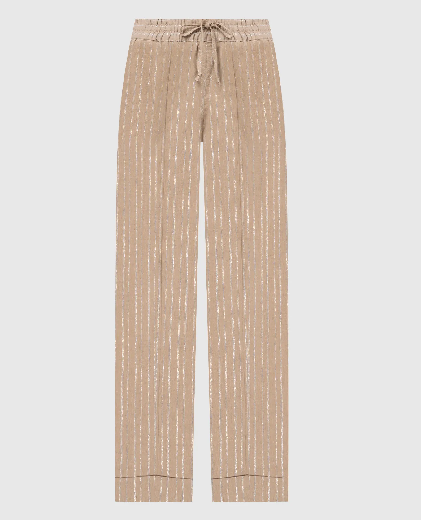 Twinset Beige pants with striped linen with lurex