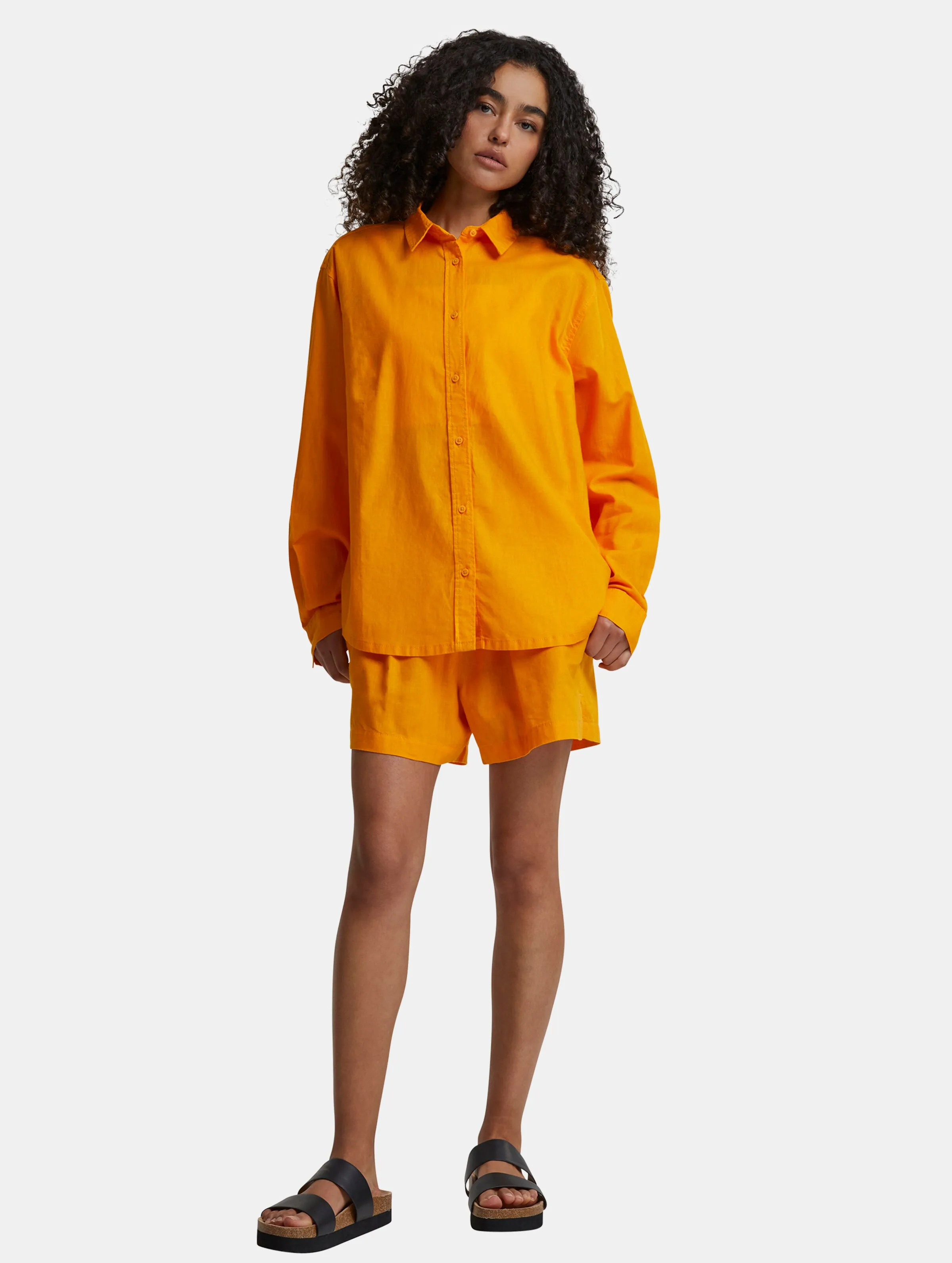 Urban Classics Ladies Linen Mixed Oversized Blusen