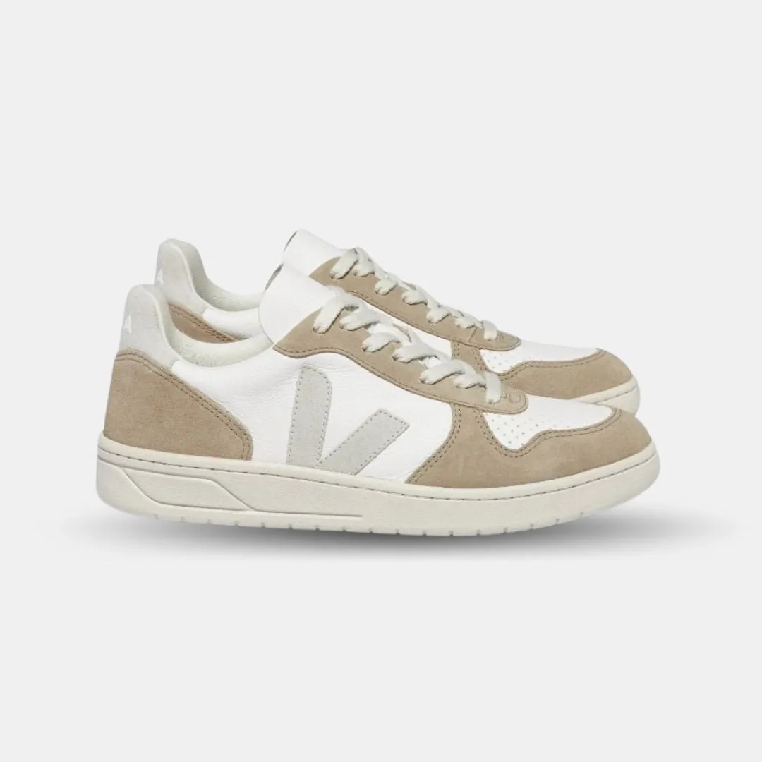 VEJA WOMEN'S V10 CHROMEFREE LEATHER EXTRA WHITE NATURAL SAHARA
