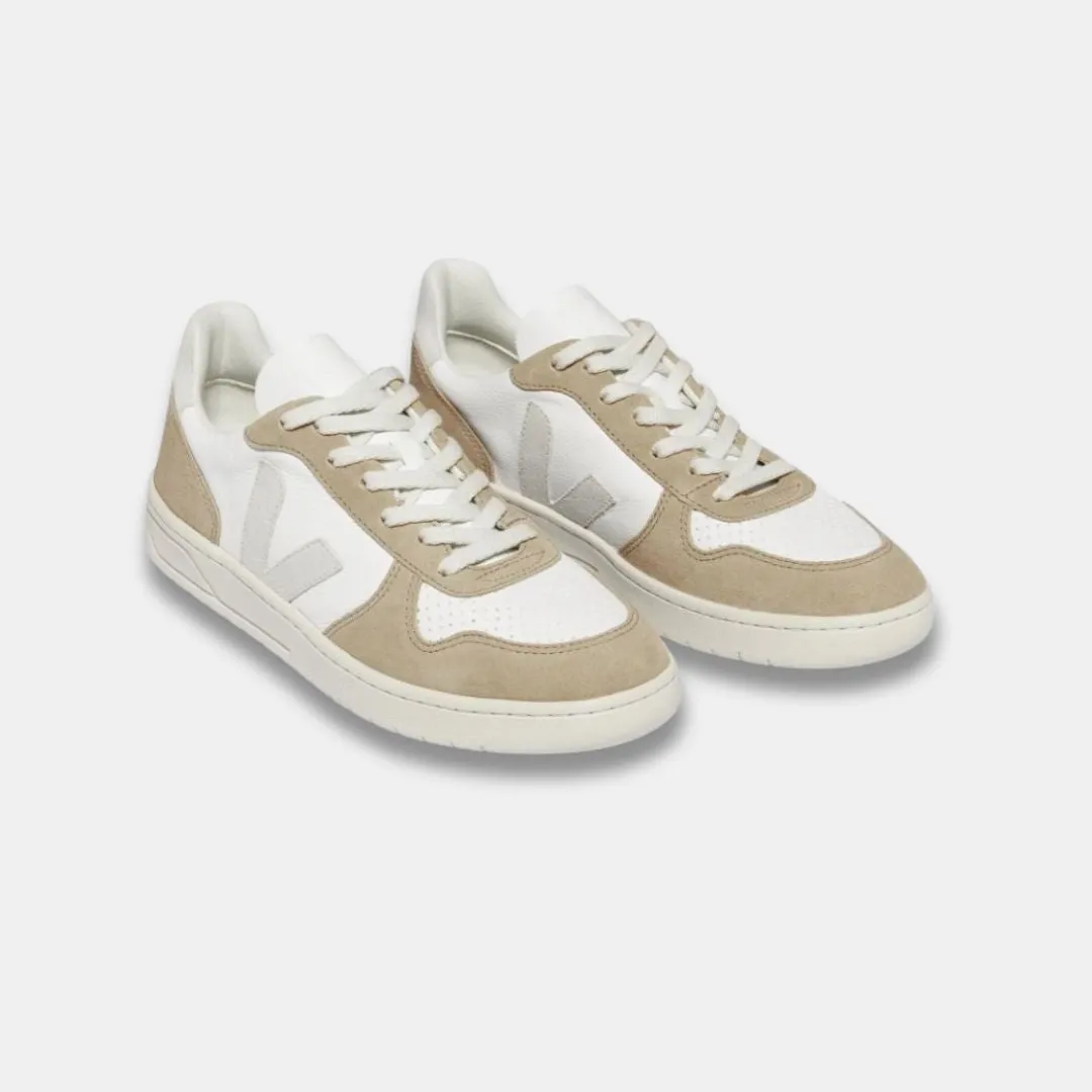 VEJA WOMEN'S V10 CHROMEFREE LEATHER EXTRA WHITE NATURAL SAHARA