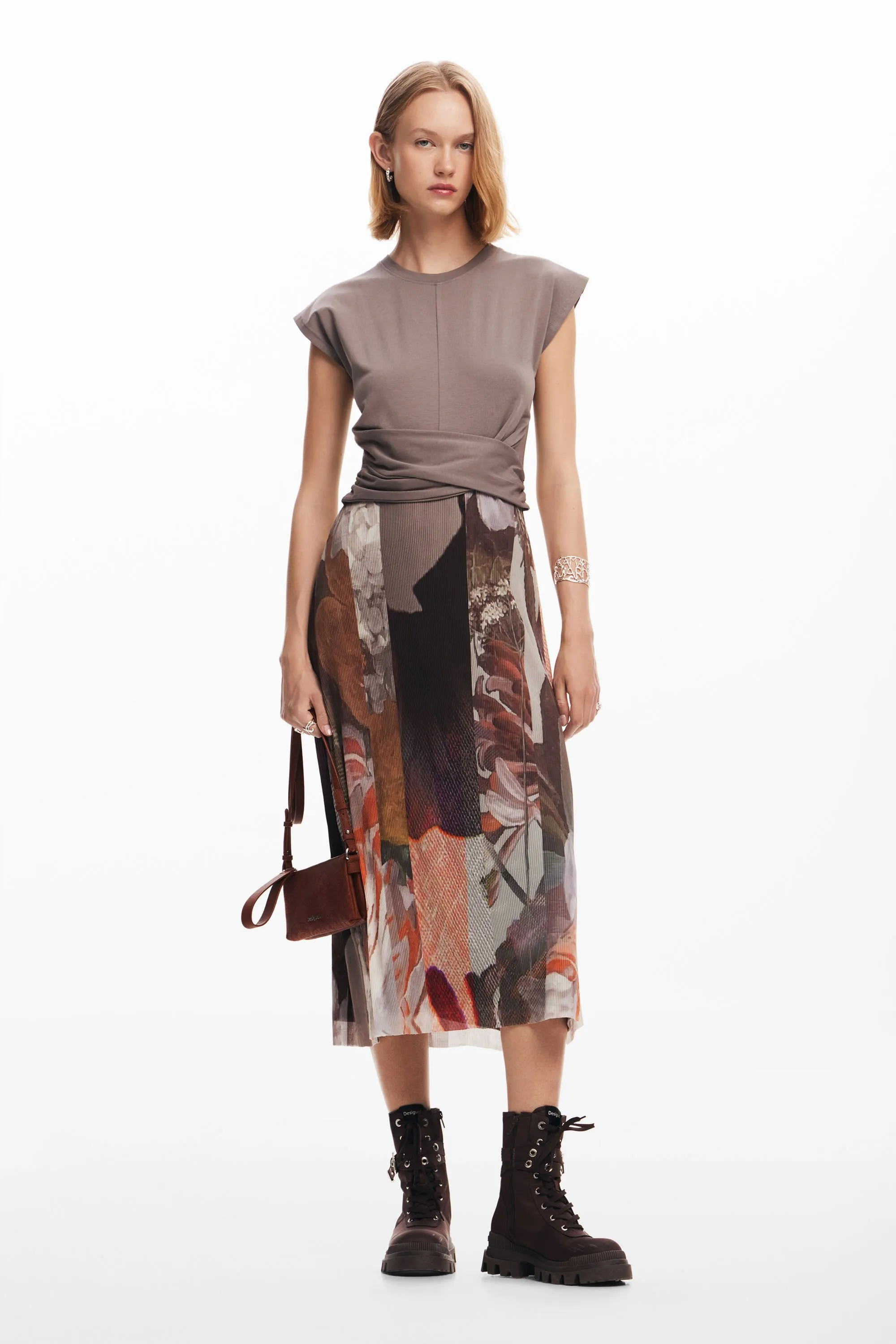 Vestit midi híbrid flors