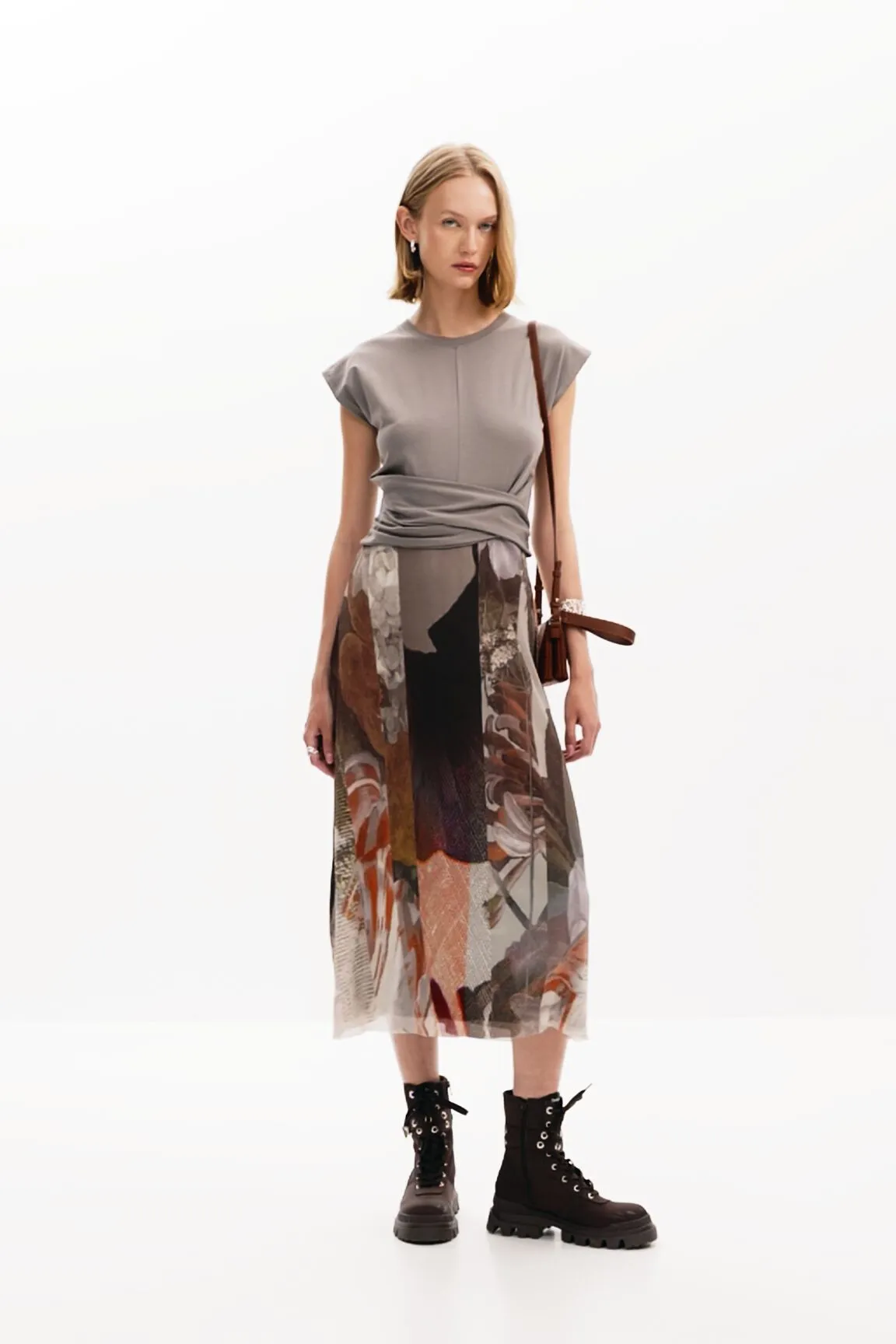 Vestit midi híbrid flors