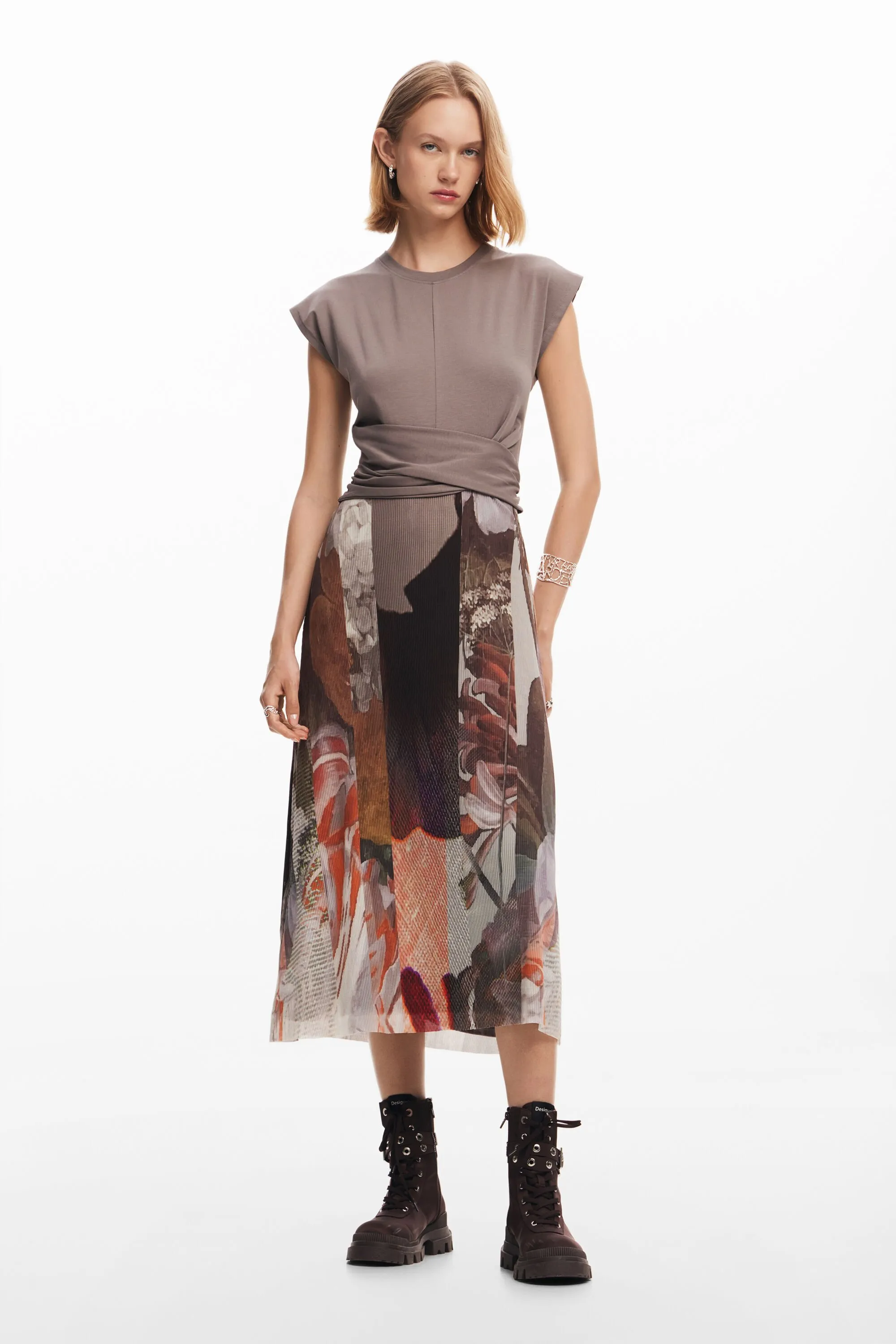 Vestit midi híbrid flors