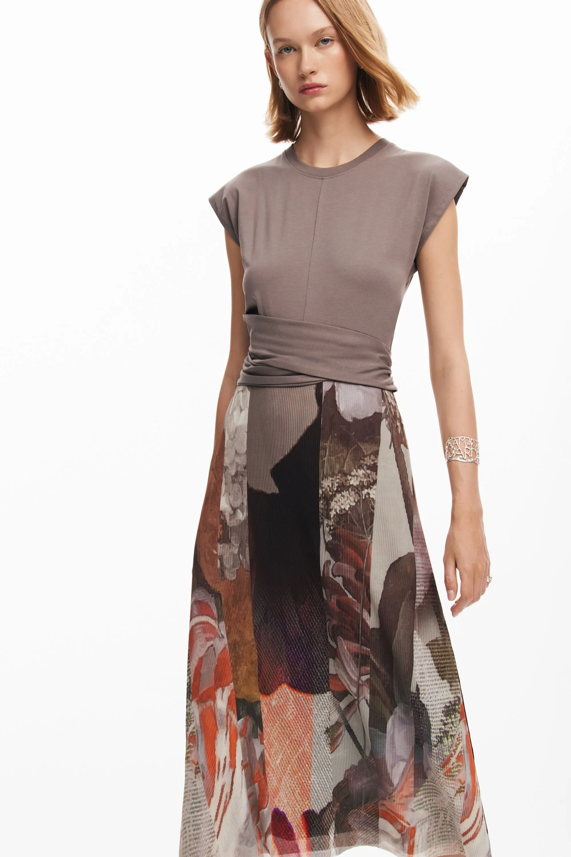 Vestit midi híbrid flors
