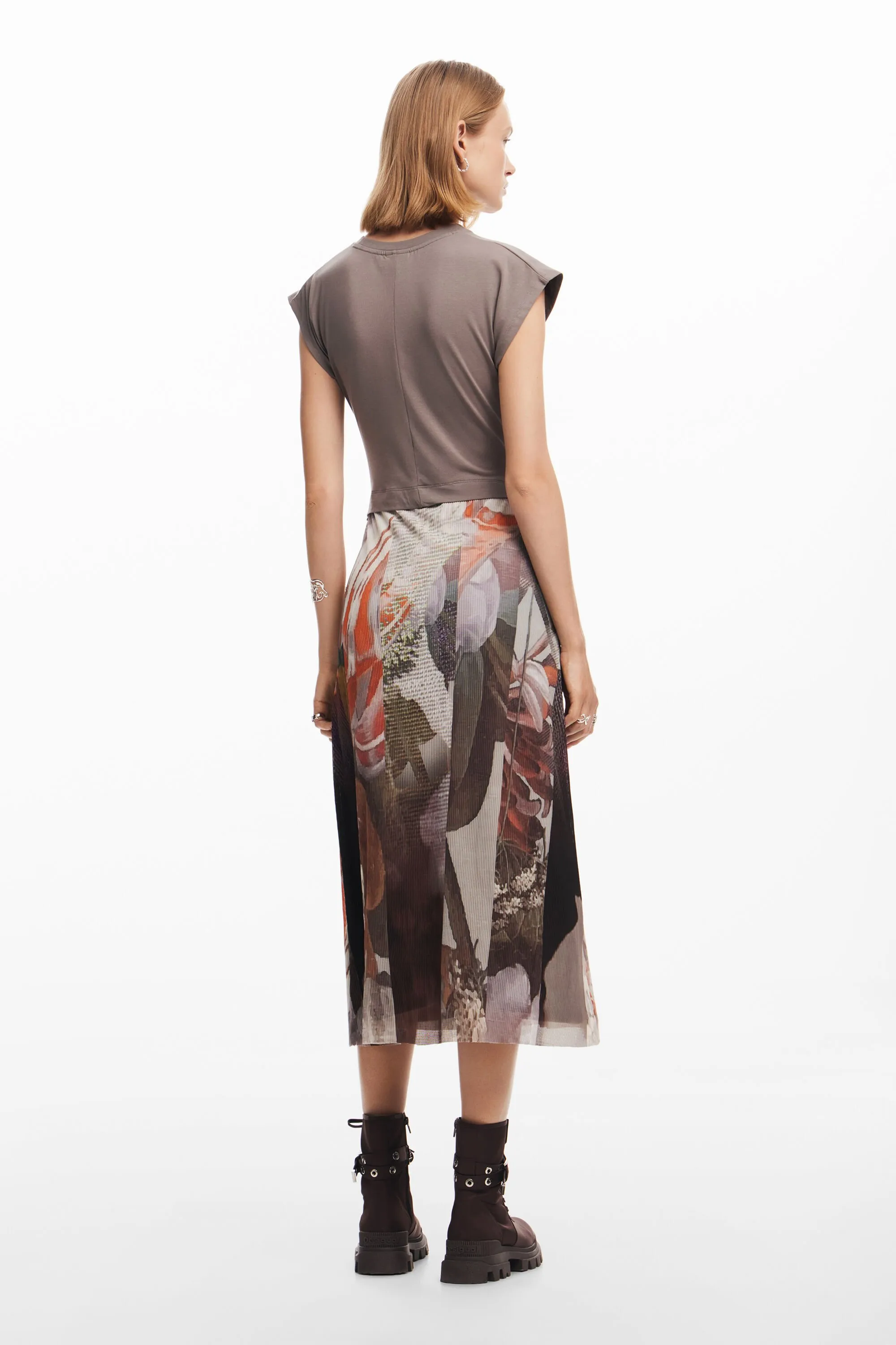 Vestit midi híbrid flors