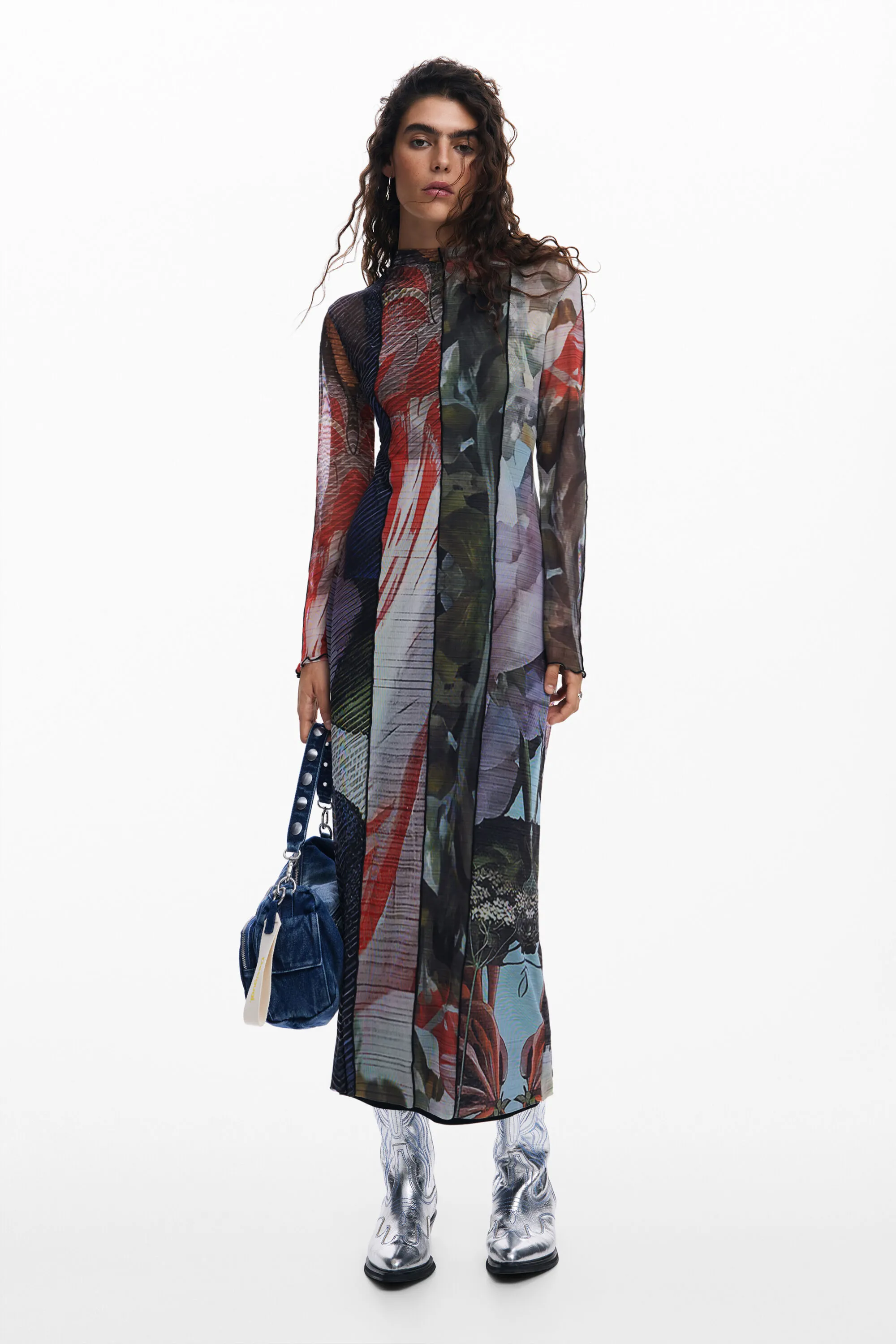 Vestit midi tul estampat