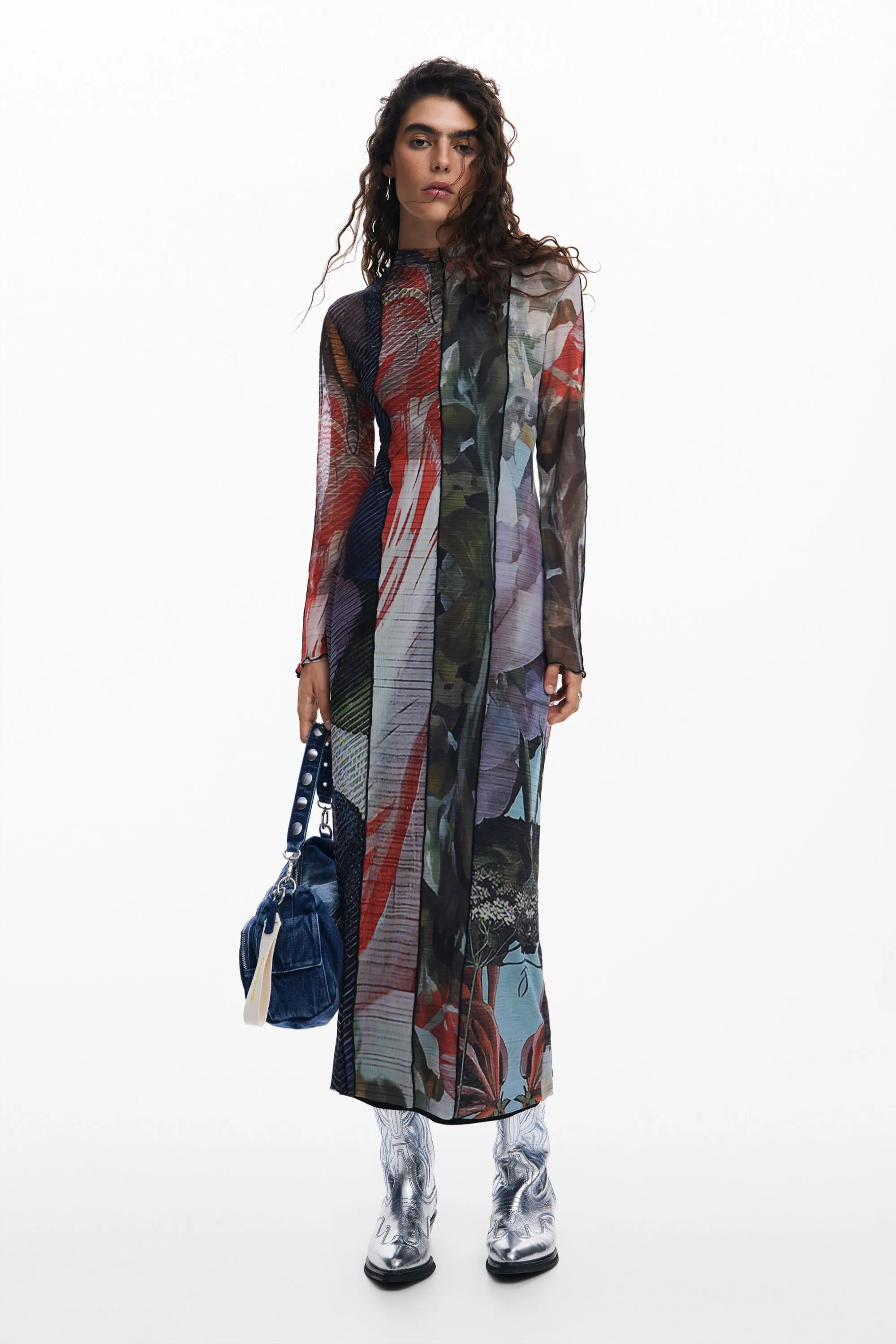 Vestit midi tul estampat