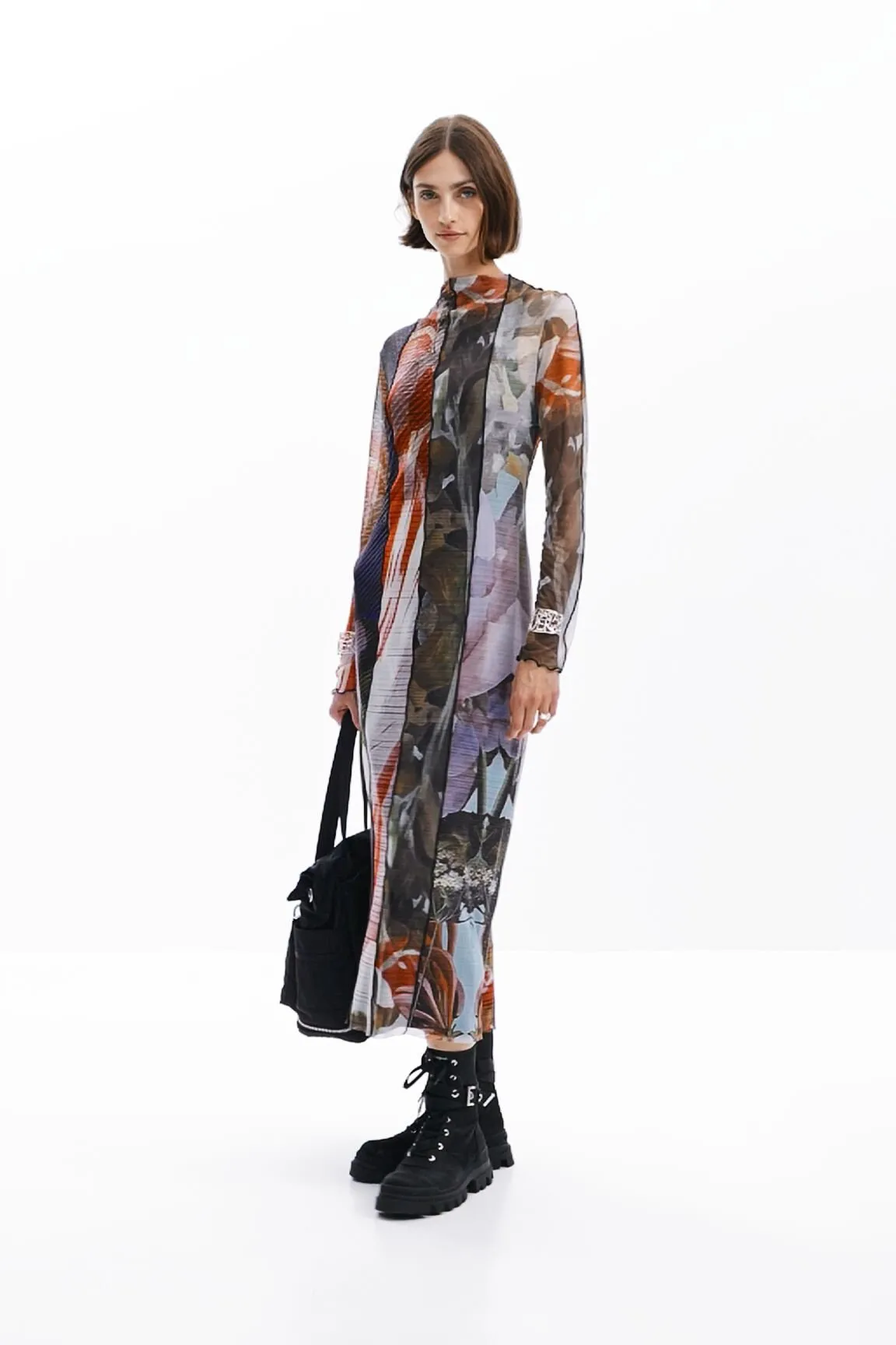 Vestit midi tul estampat