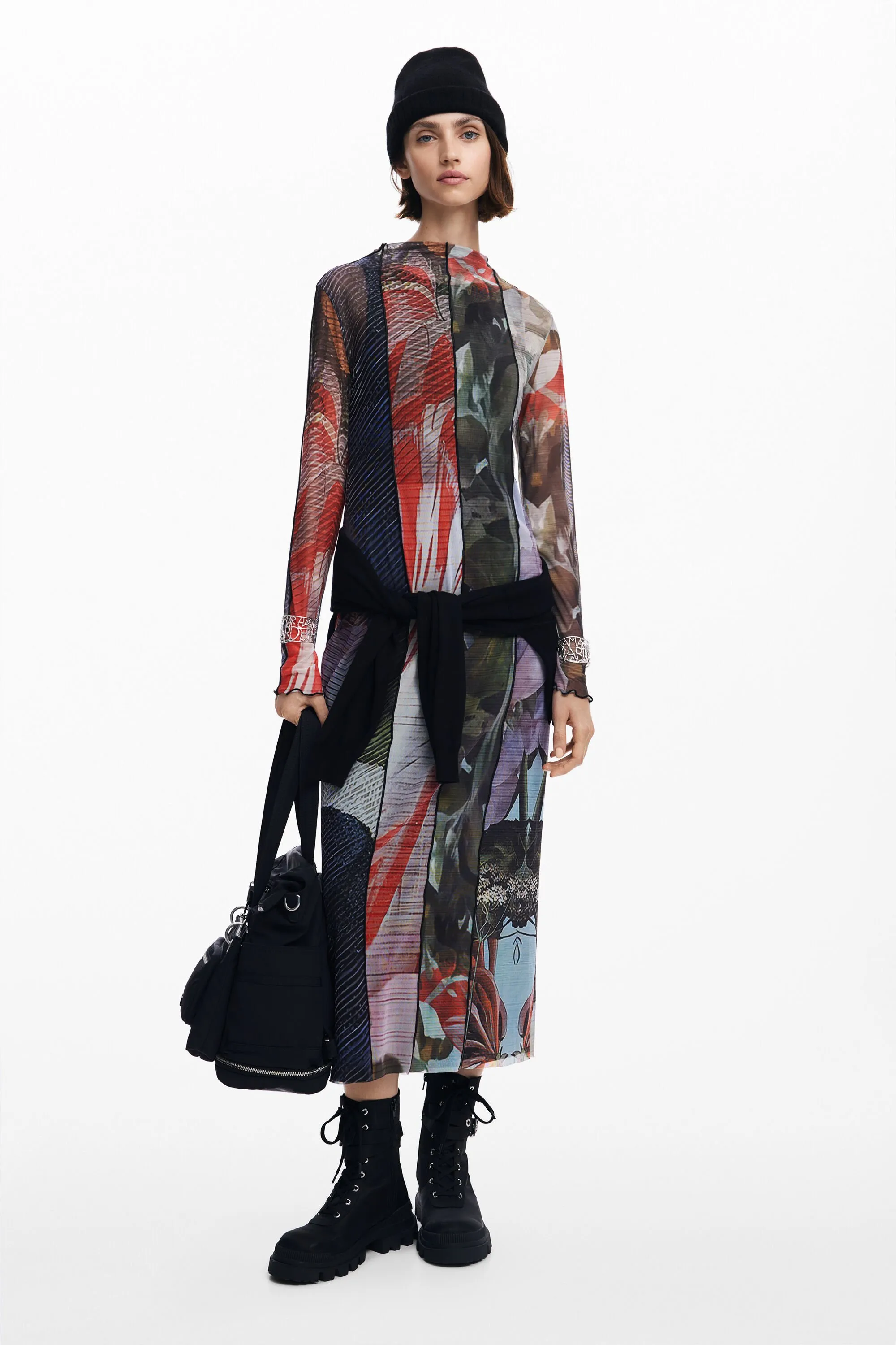 Vestit midi tul estampat