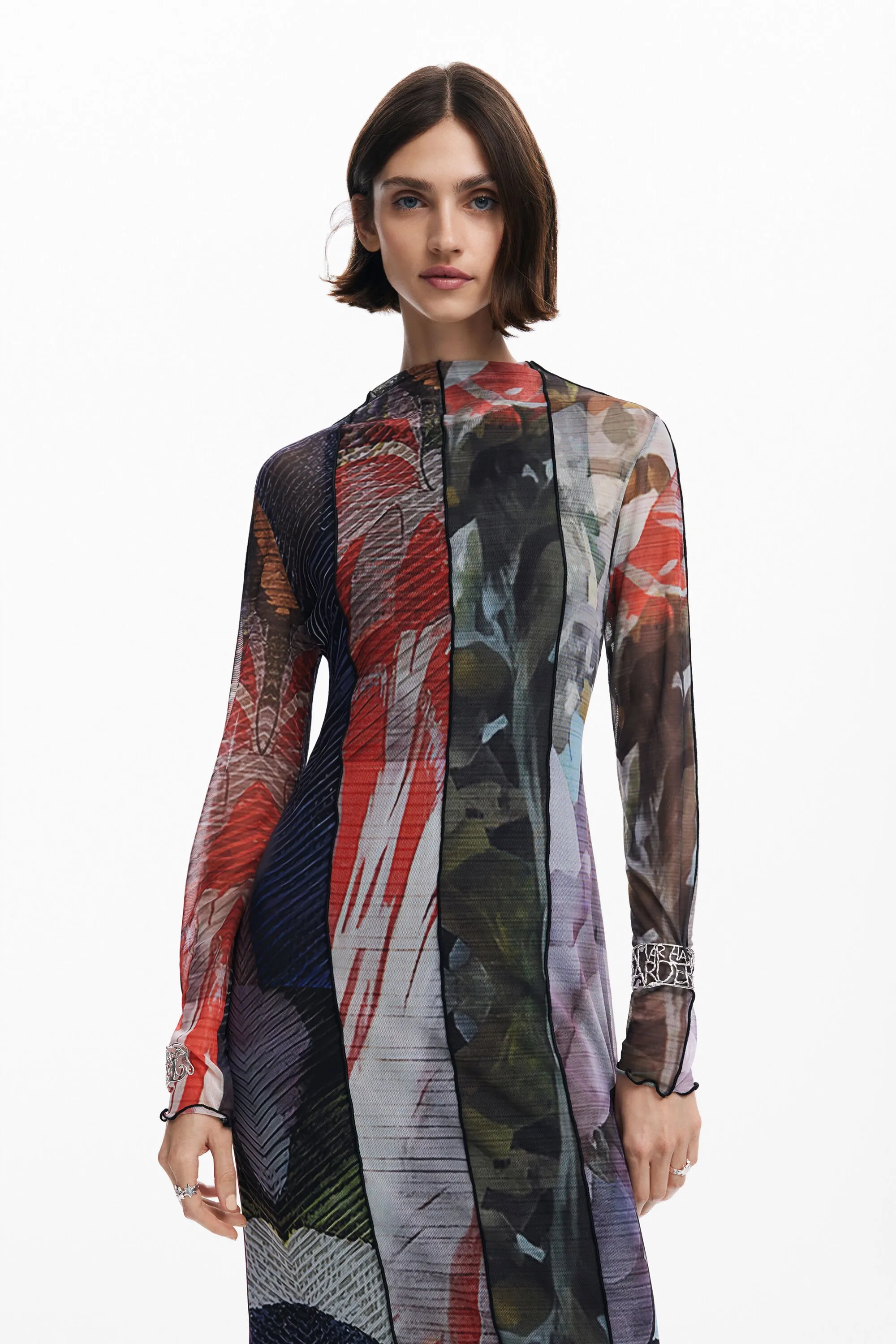 Vestit midi tul estampat