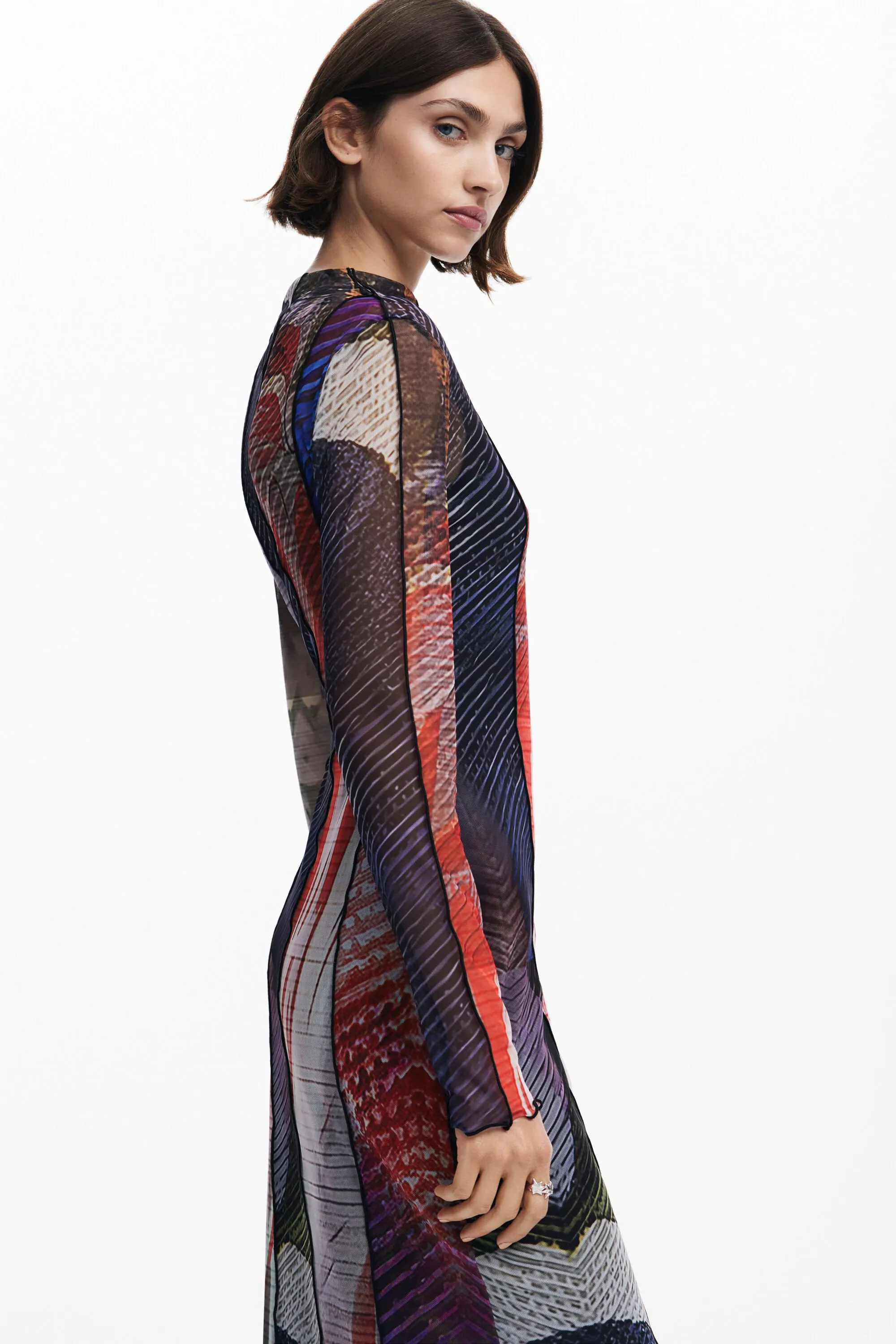 Vestit midi tul estampat