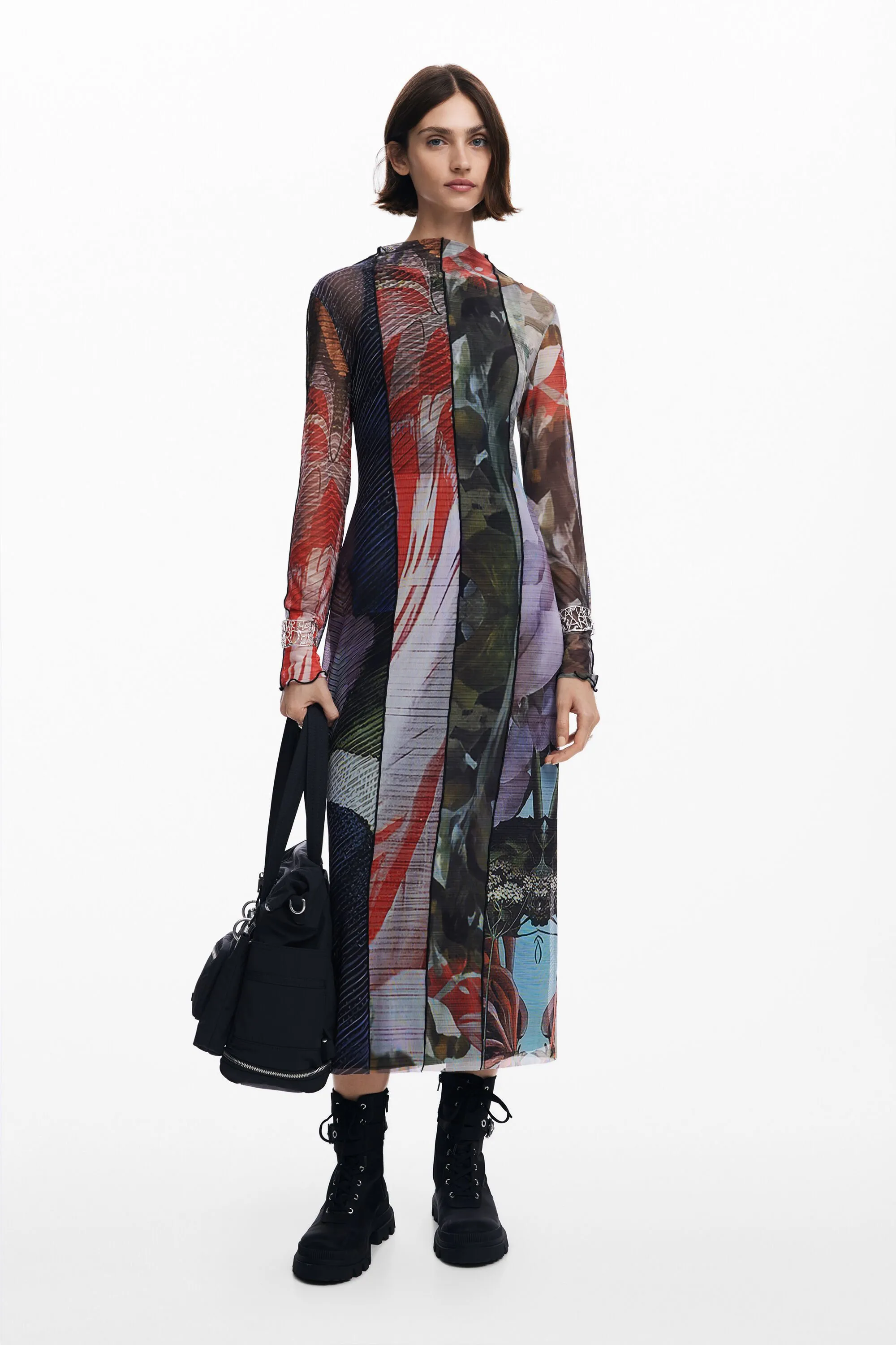 Vestit midi tul estampat
