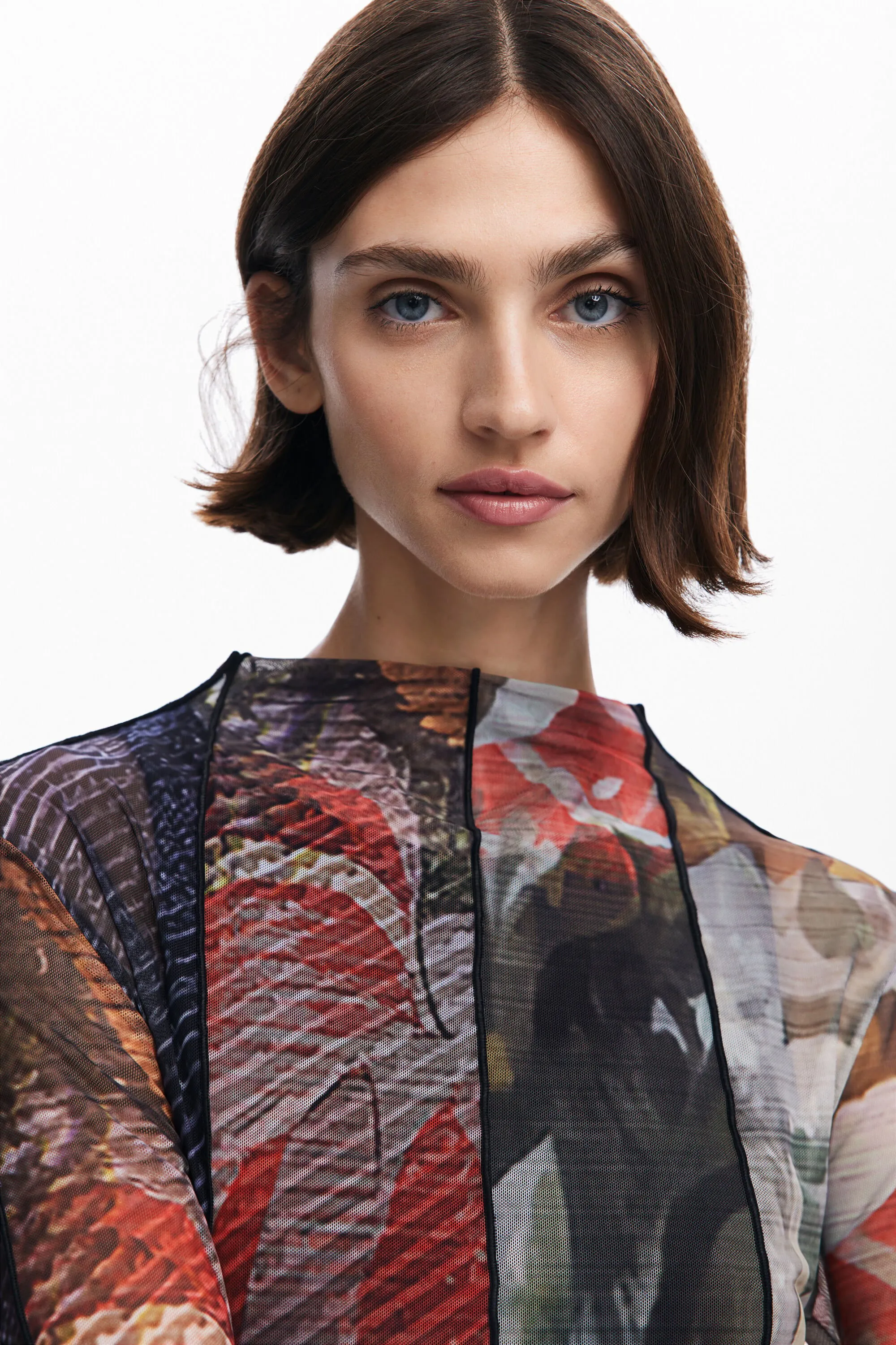 Vestit midi tul estampat