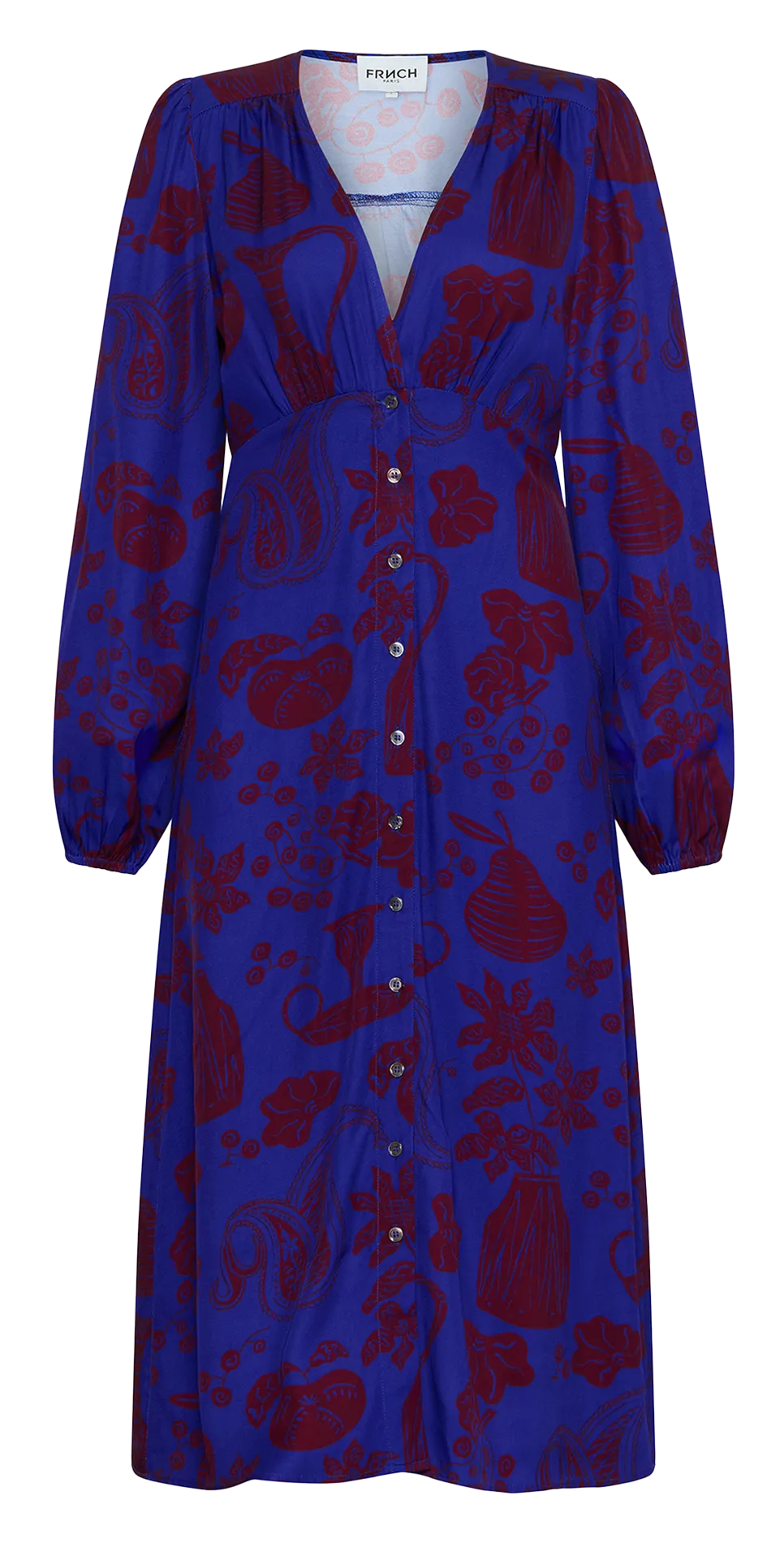 WENDY  ROBE MIDI COL V IMPRIMéE EN MULTICOLOR