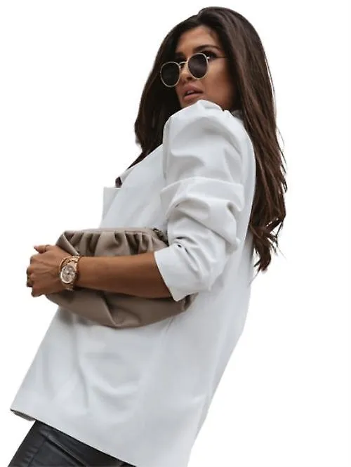 Women Double Breasted Casual Jacket Coat, Lapel Collar Blazer