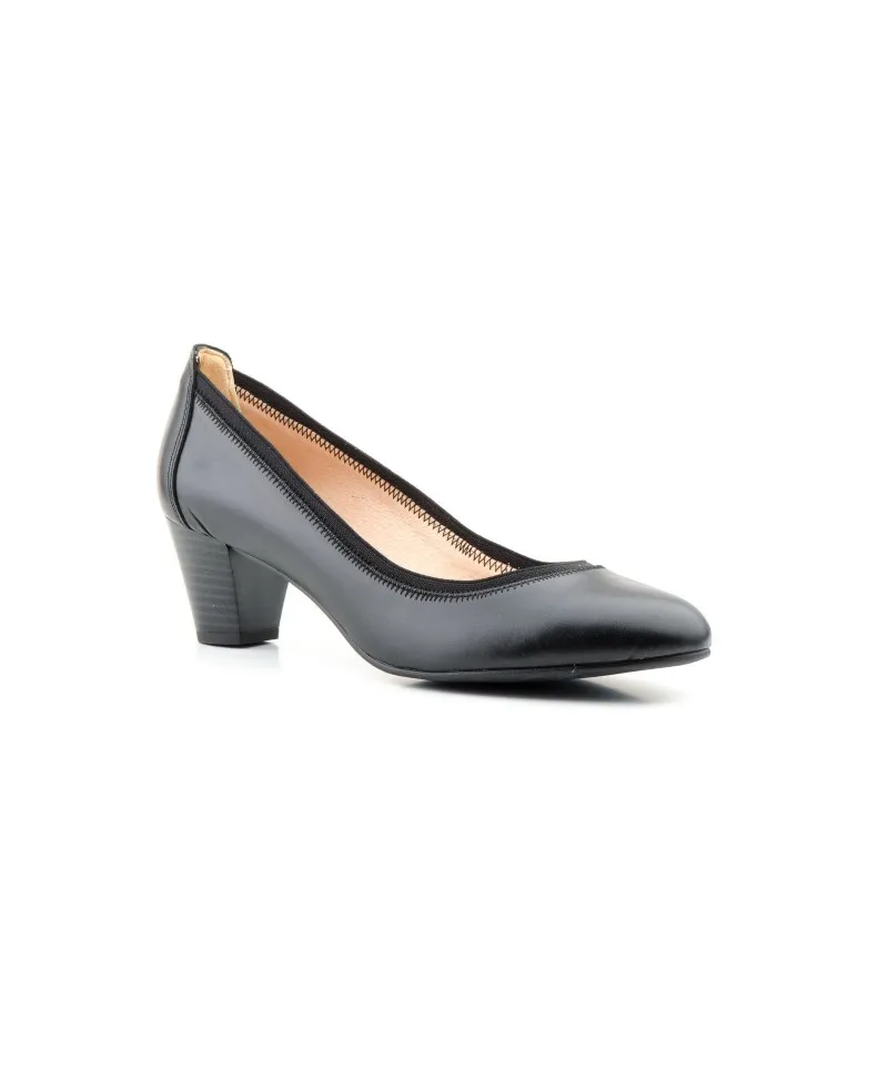 Zapatos Salón Mujer Piel Negro Tacón Tallas Grandes