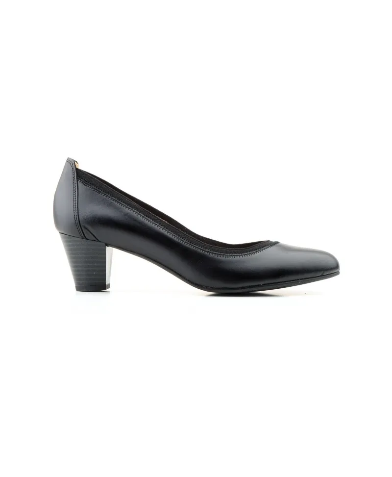 Zapatos Salón Mujer Piel Negro Tacón Tallas Grandes