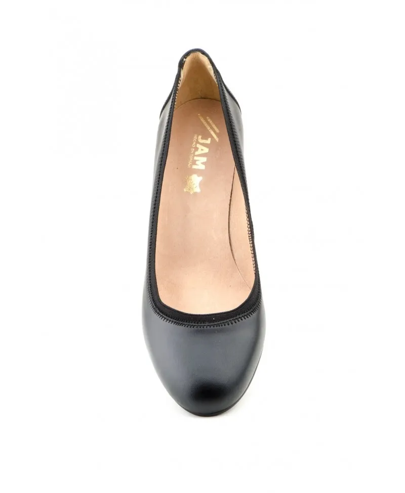 Zapatos Salón Mujer Piel Negro Tacón Tallas Grandes